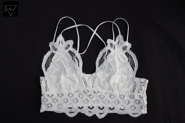 Women's pullover, smocked, Crochet Lace, white color Bralette. adjustable straps