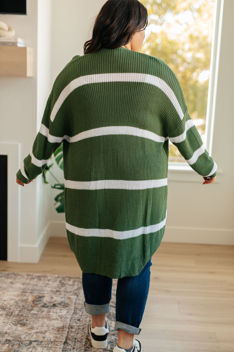 Brighter is Better Striped Cardigan in Green