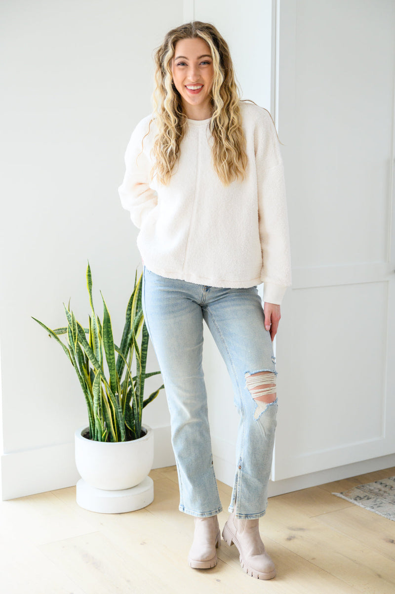 Fuzzy Cuddles Sweater in Off White