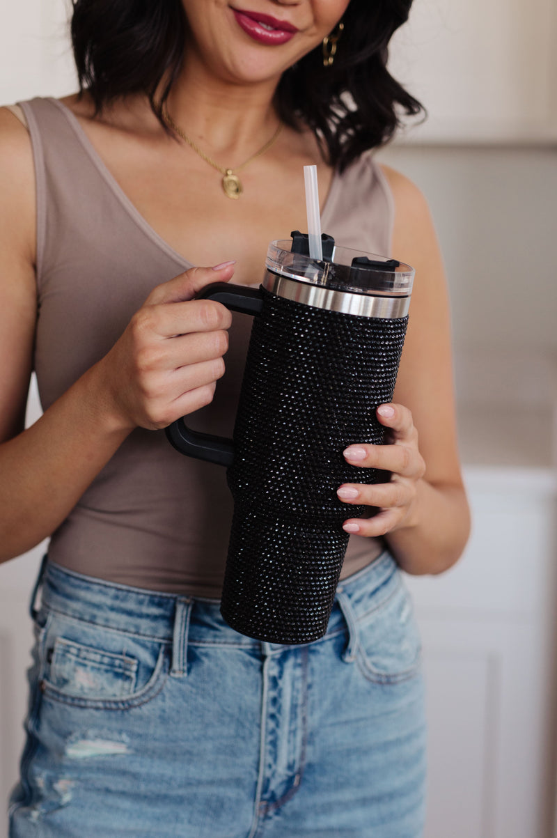 Glam Girl 40 oz Rhinestone Tumbler in Black