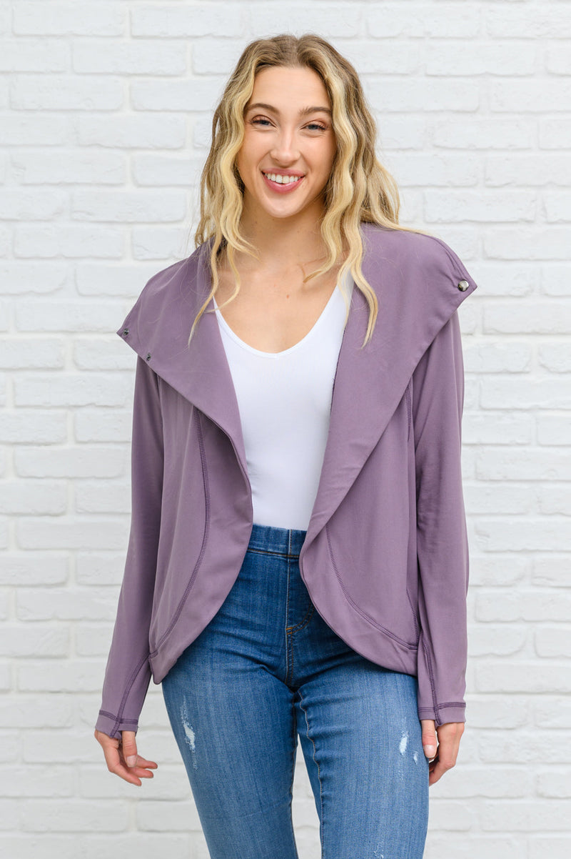 Janie Asymmetric Cowl Neck Jacket In Mulberry