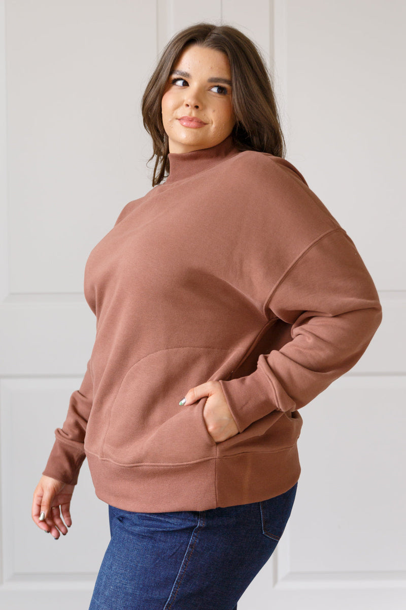 Leena Mock Neck Pullover in Cocoa