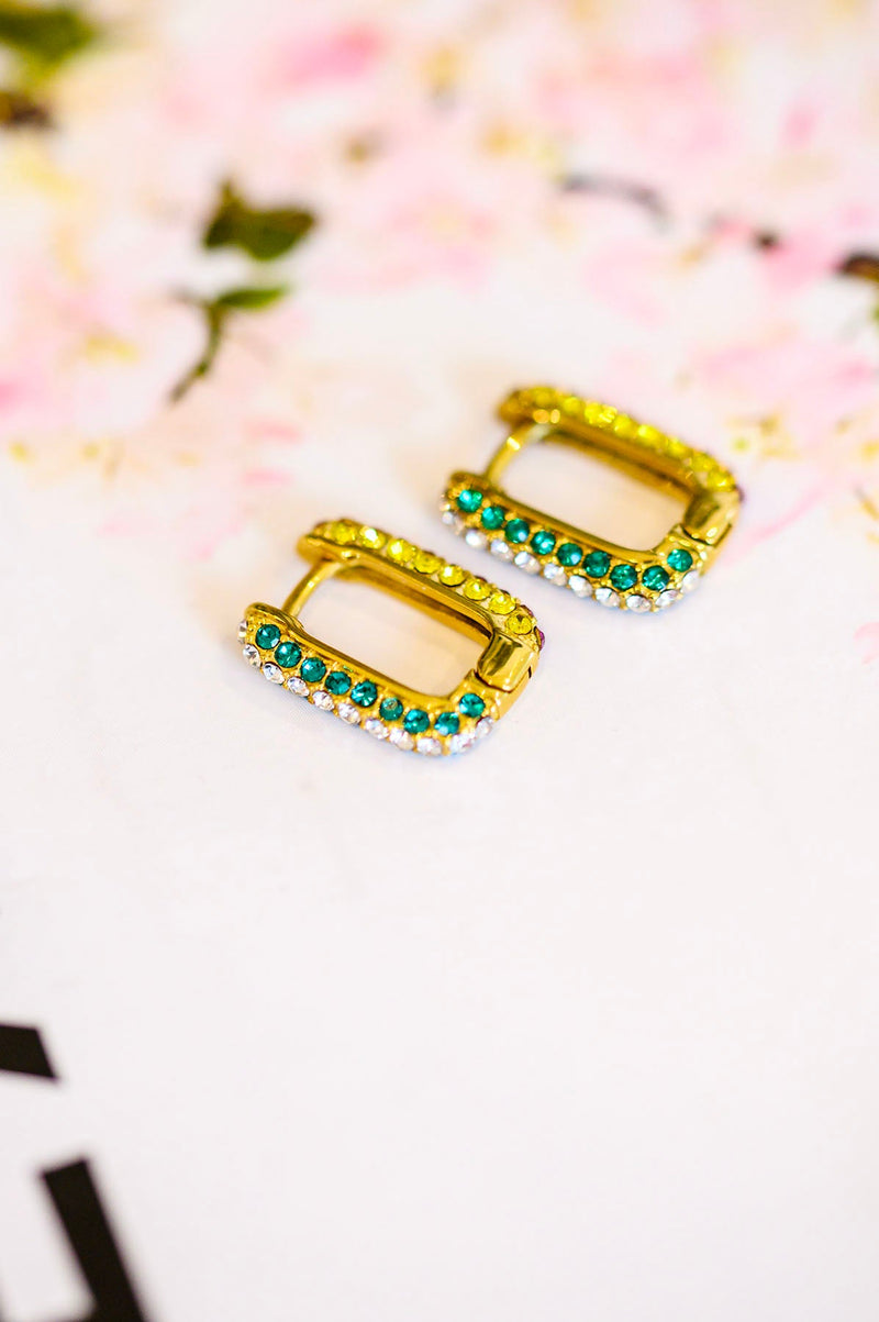 Set in Stone Rainbow Huggie Earrings