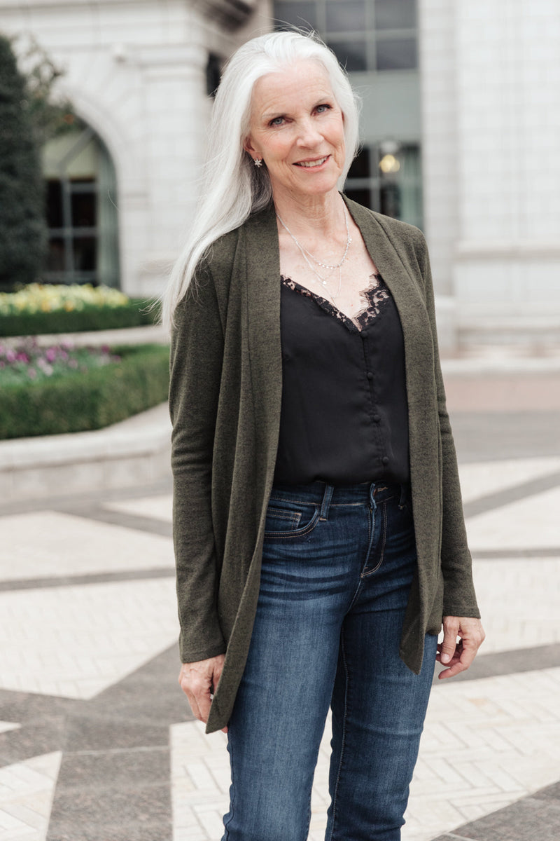 Sienna Sweater knit Cardigan In Olive